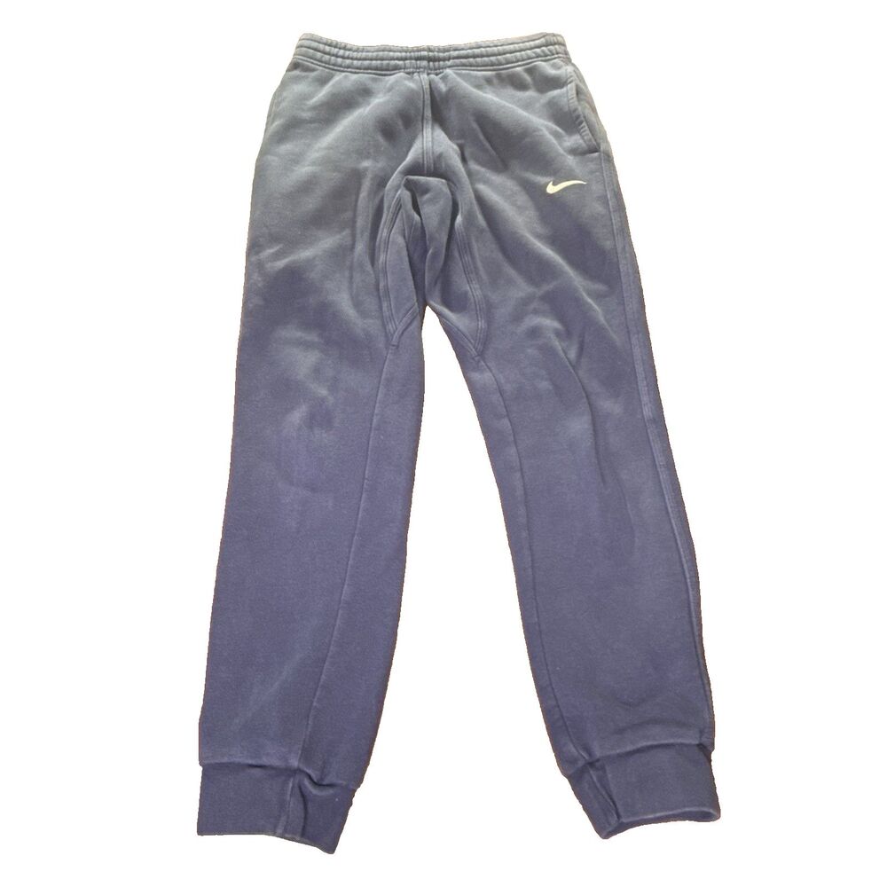 Nike Mens Small Blue Fleece Joggers Sweatpants Athletic Sport Pants Swoosh Logo